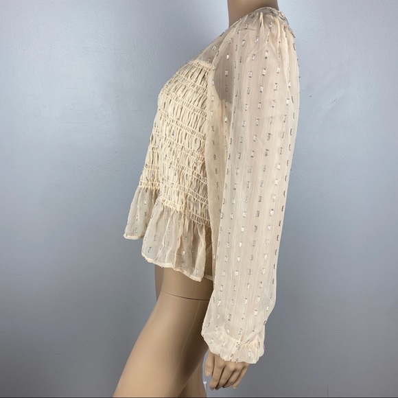 NEW TOPSHOP METALLIC SMOCKED TOP - Picture 5 of 8